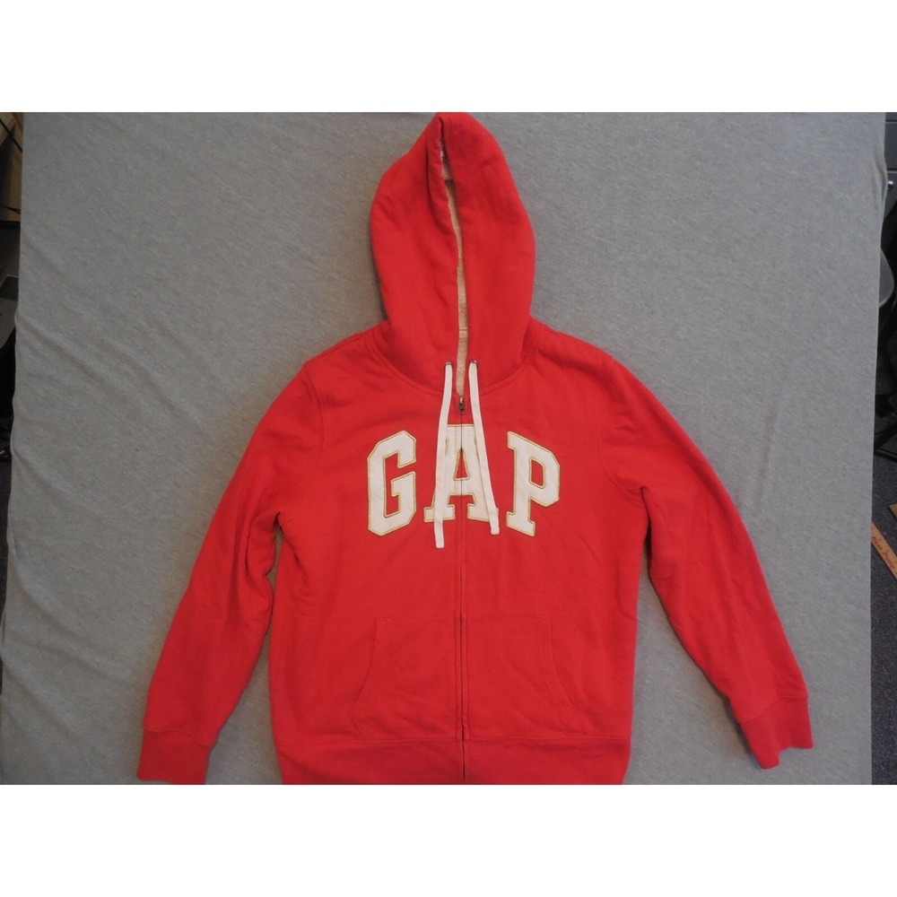 Gap Women's Full-Zip Sherpa-Lined Hoodie Red Size Large Cozy Logo Casual Comfort